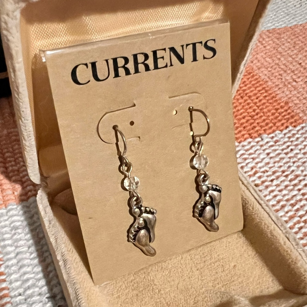 Silver Footprint Earrings
